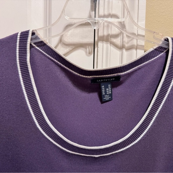 Lands’ End Purple White Trim Button Down Cardigan With Matching Shirt Plus Sz 3X - Picture 9 of 16